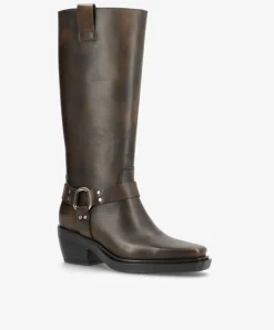 Dame phenumb copenhagen SEQUENCE - Dame Lang biker støvle med hæl - læder