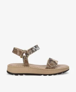 Dame Shoedesign Copenhagen TILDE A - Beige læder snake - Sandaler platform Dame